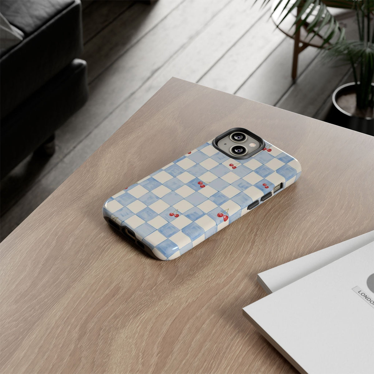 Cherry Check Tough Shining Phone Case (Double Layer) Available For All iPhone Models