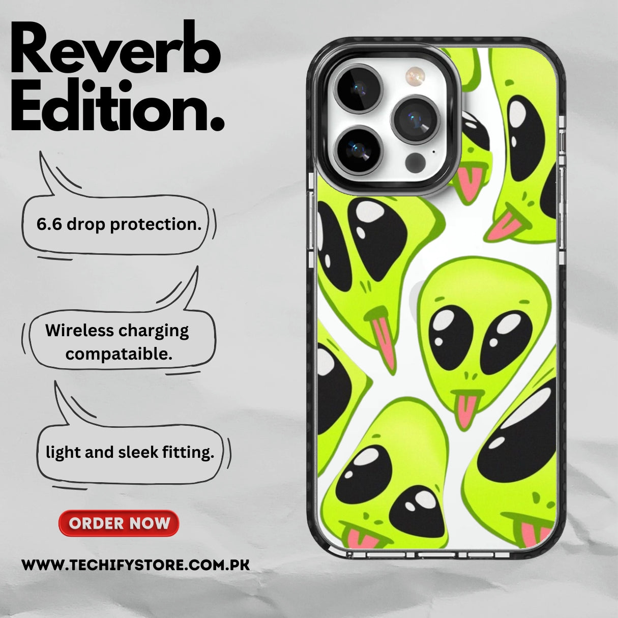 Alien Green Silly Face- Reverb- iPhone Cover