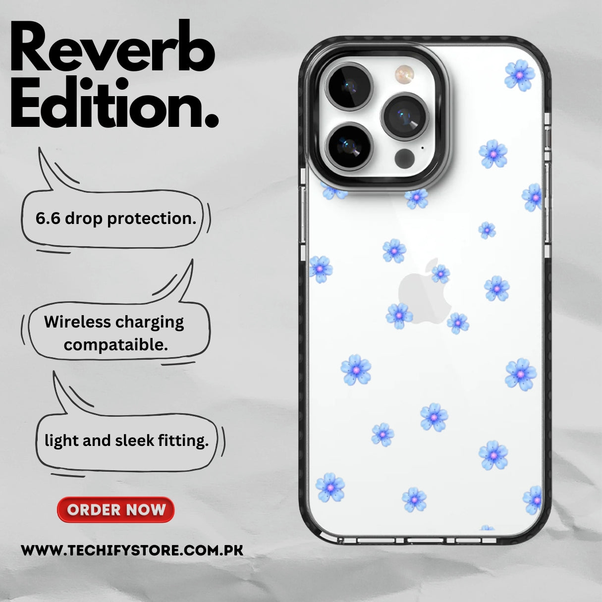 Blue Flowers- Reverb- iPhone Cover