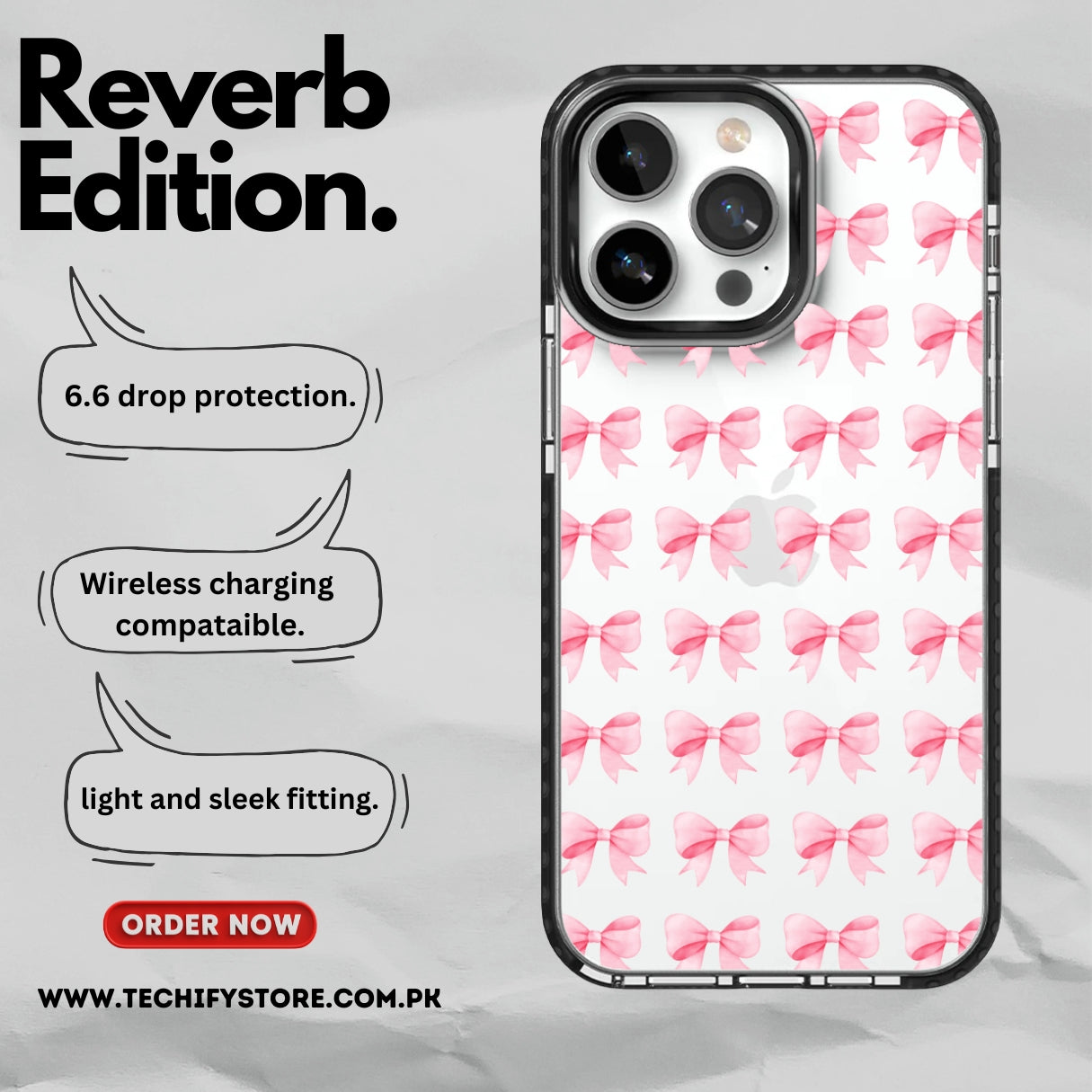 Pink Bows- Reverb- iPhone Cover