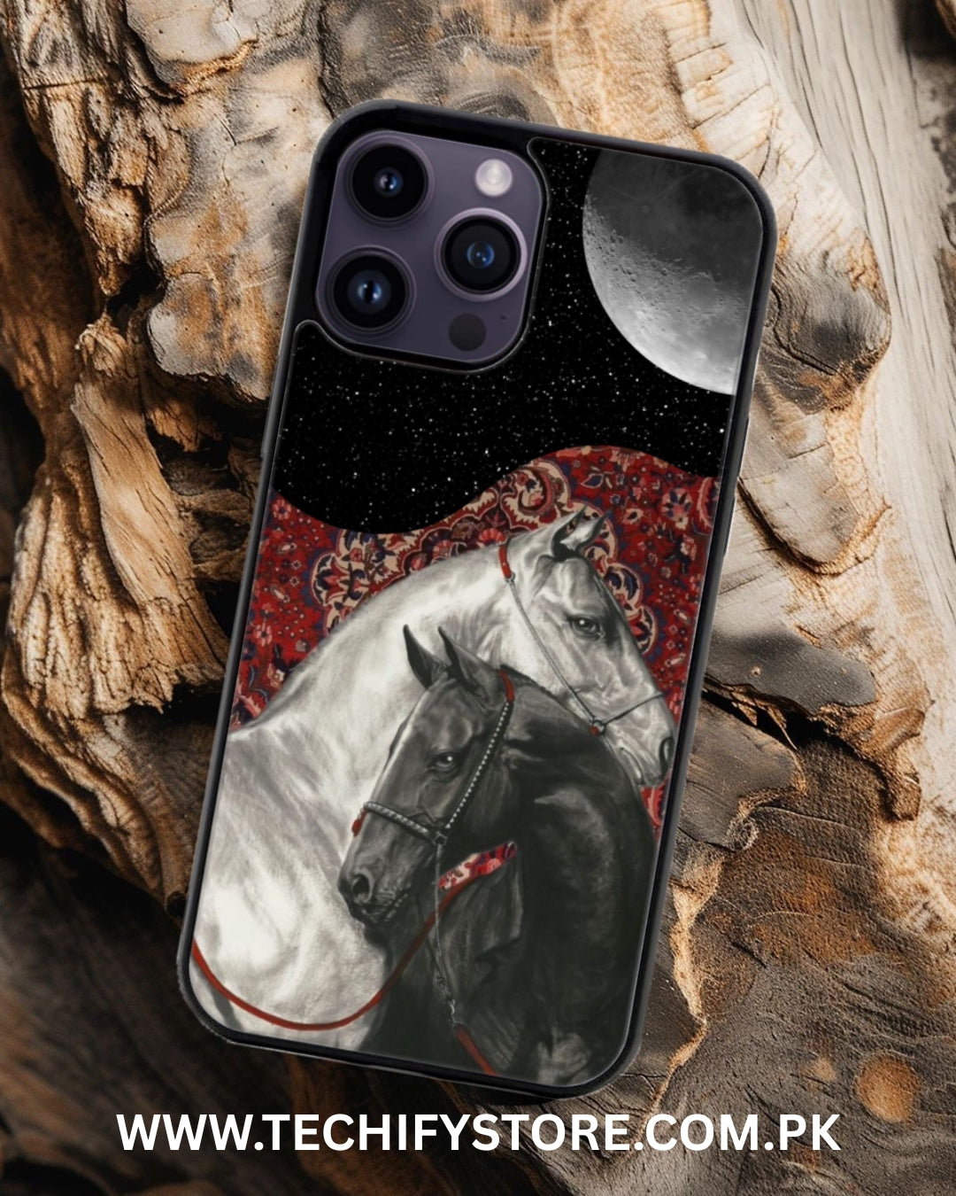Royal Horses With Moon- Gloss Case - Almost All Models