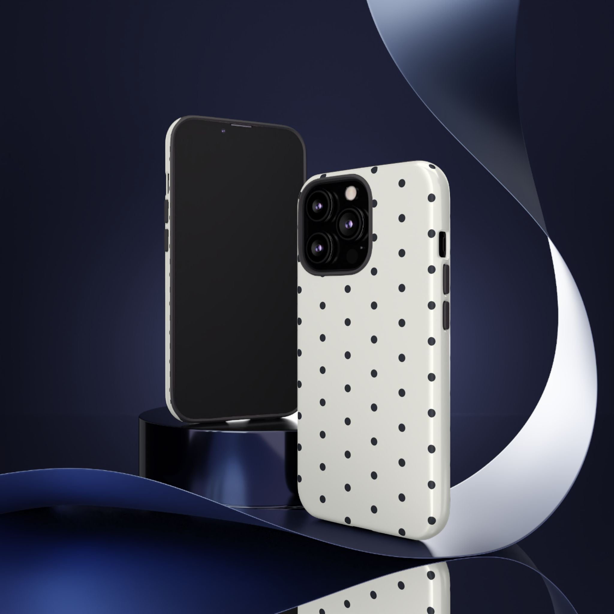 White Polka Dots Tough Shining Phone Case (Double Layer) Available For All iPhone Models