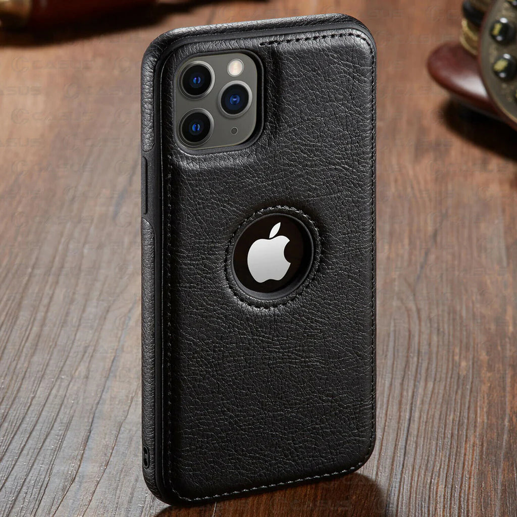 Leather Case- With Apple Logo Cutout- iPhone Case