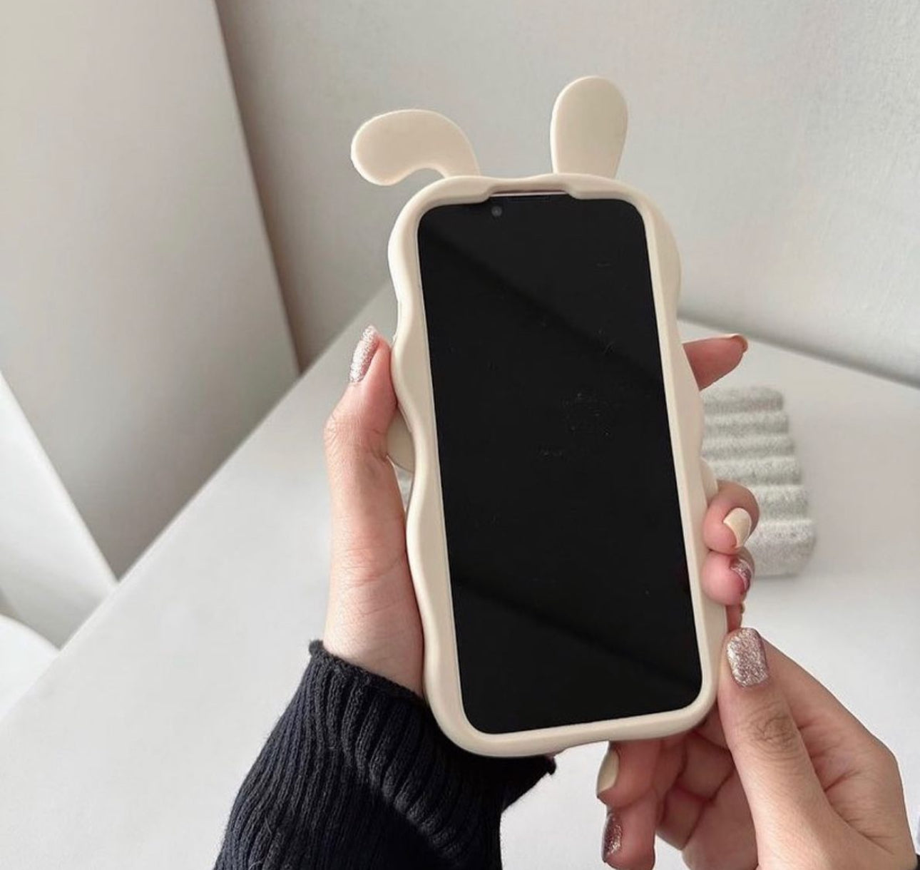 Rabbit Silicone Case- Mirror Back- Bunny Case