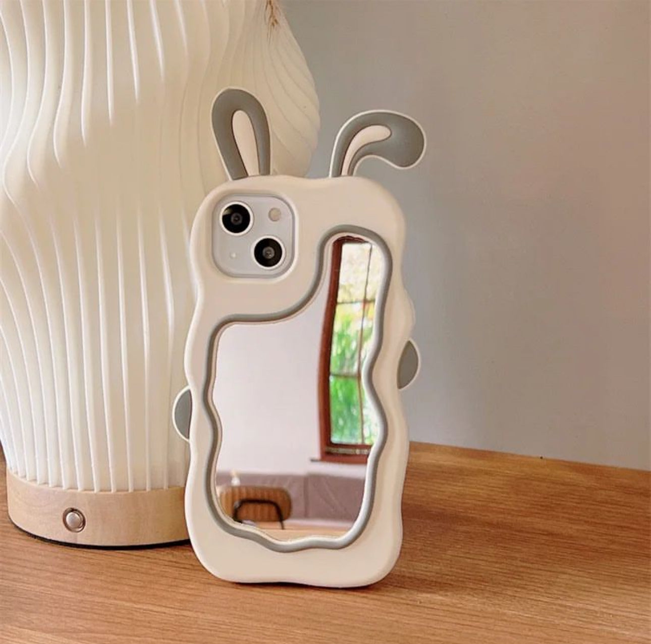 Rabbit Silicone Case- Mirror Back- Bunny Case