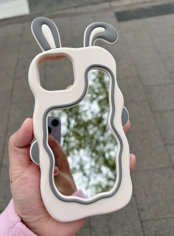Rabbit Silicone Case- Mirror Back- Bunny Case