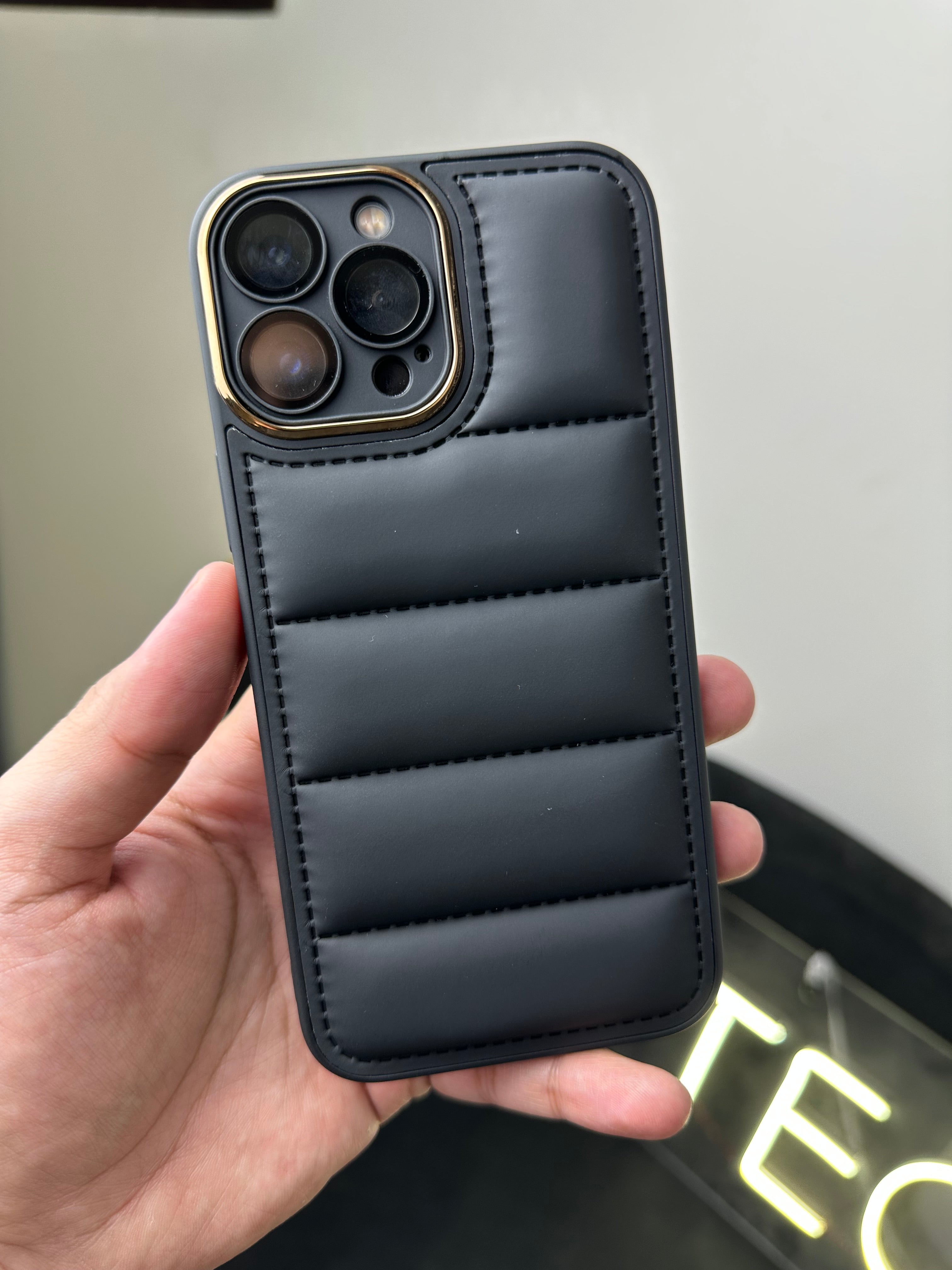 Black Puffer Case- iPhone 12 pro max, 13 pro max and 14 pro max.