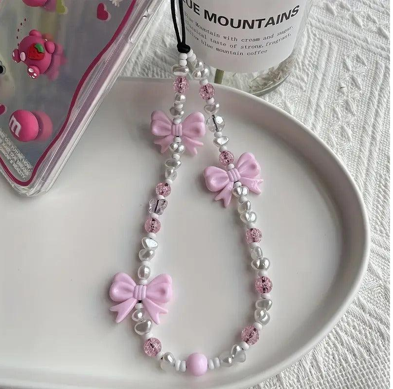 Dreamy Butterfly & Pearl Phone Wristlet | Trendy Y2K Beaded Lanyard & Safety Strap-Universal Anti-Drop Hand Chain & Secure Holder for iPhone & Android