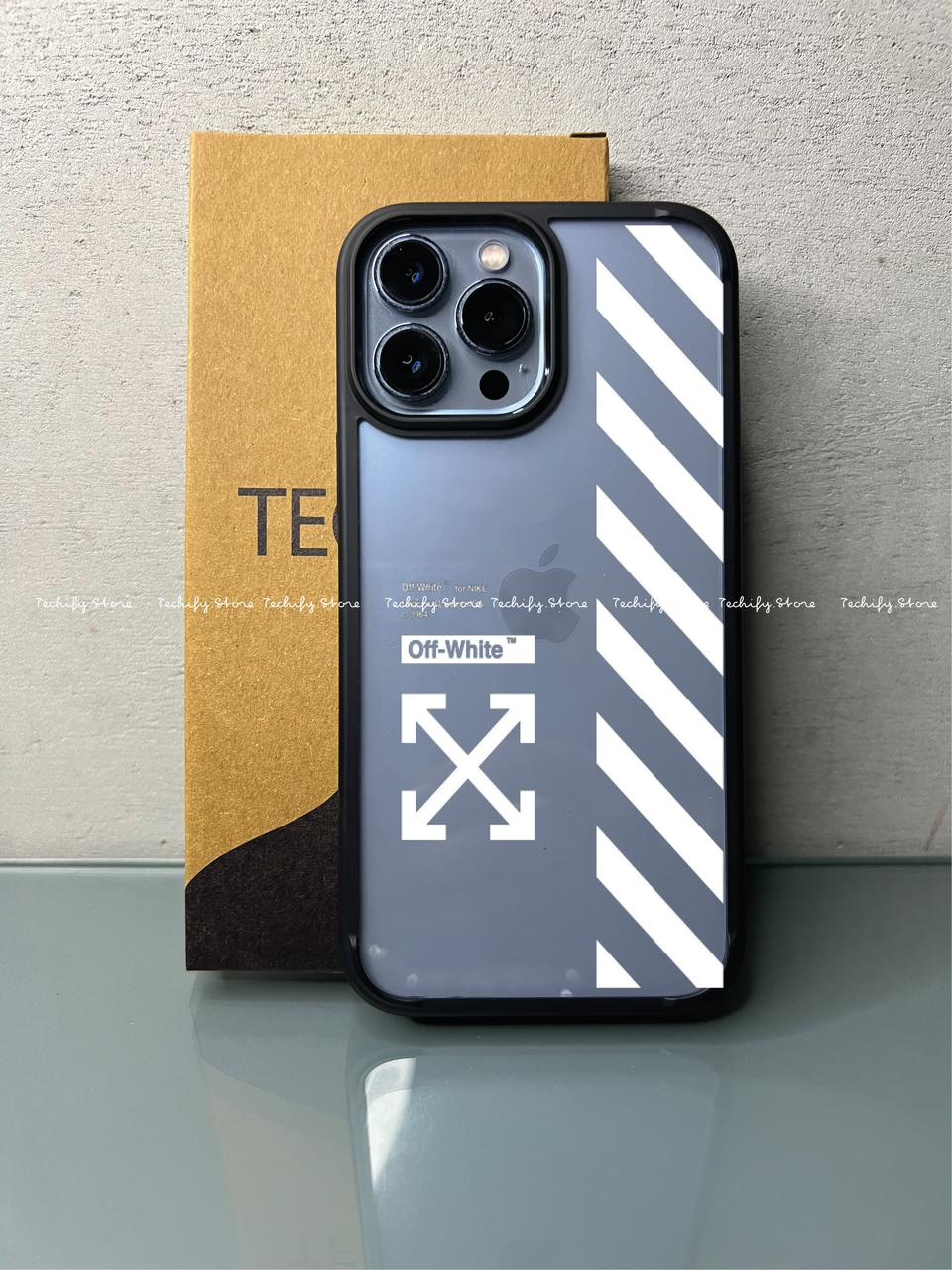 Off White - White/Yellow- Nike - Black Borders - iPhone 14 Pro Max