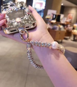 White Pearl Crystal Phone Charm - Custom Phone Case | Techify