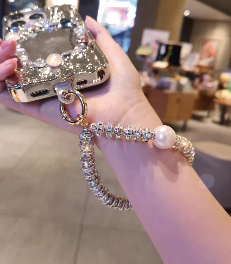 White Pearl Crystal Phone Charm - Custom Phone Case | Techify