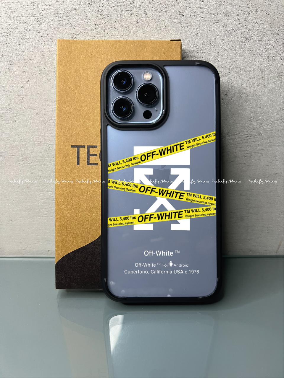 Off White - White/Yellow- Nike - Black Borders - iPhone 12Pro Max/13Pro Max
