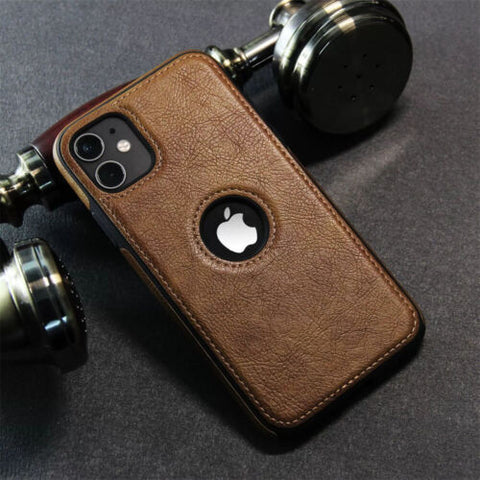 Leather Case- With Apple Logo Cutout- iPhone Case
