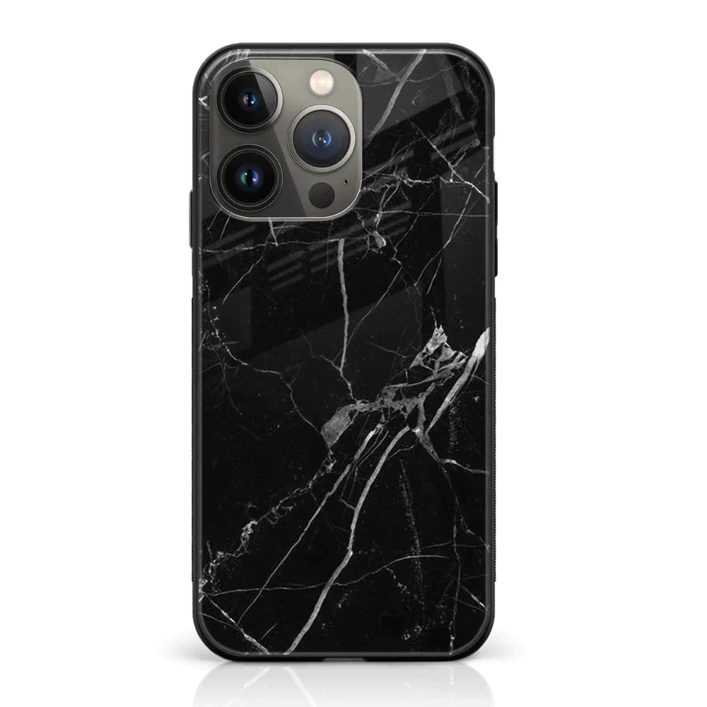 iPhone 14 Pro Max - Black Marble Series - Premium Printed Glass Case