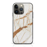 iPhone 14 Pro Max - White Marble Series - Premium Printed Glass Case